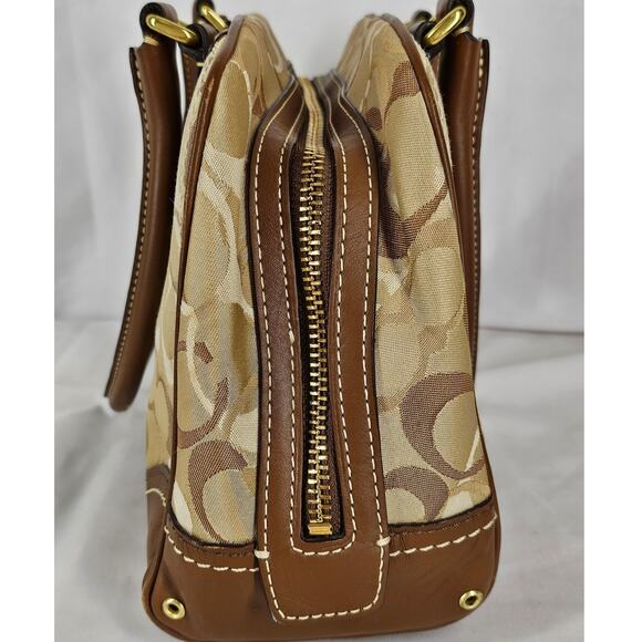 COACH Hampton Optic Signature Jacquard & Leather Handbag w/ Matching fold Wallet - Picture 4 of 16